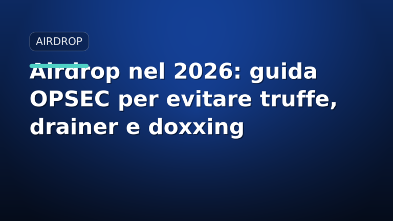 Airdrop nel 2026: guida OPSEC per evitare truffe, drainer e doxxing