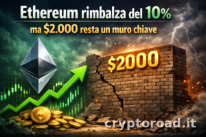 Ethereum rimbalza del 10% ma $2.000 resta un muro chiave