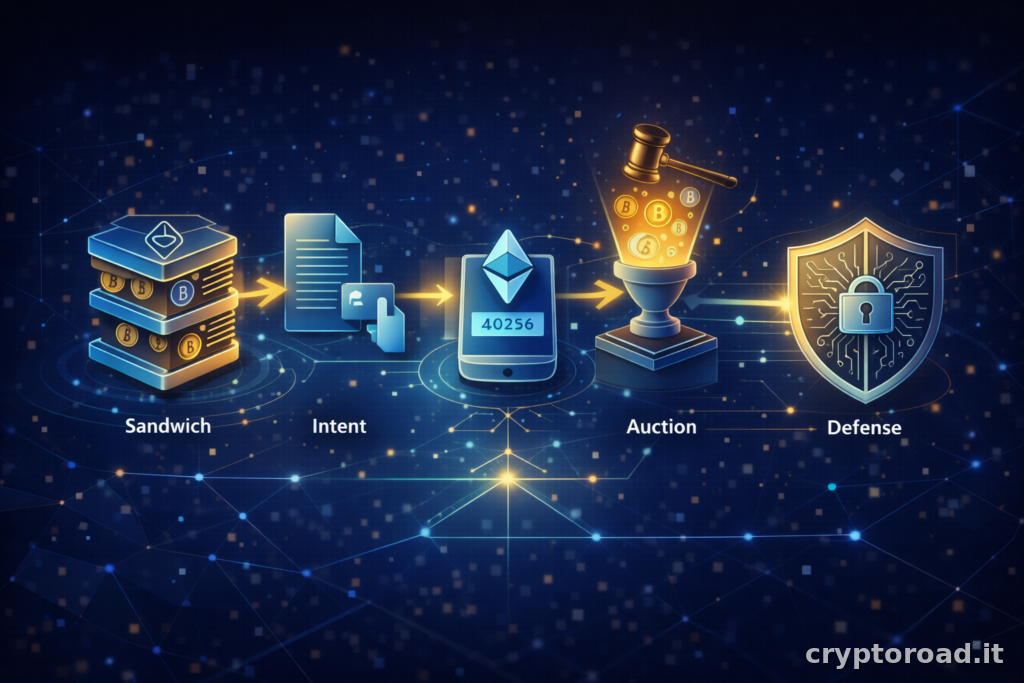 MEV nel 2026: sandwich, intent, auction e difese pratiche