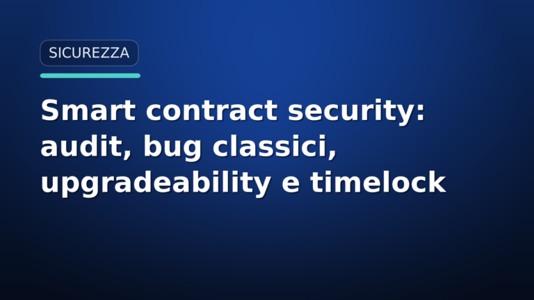 Smart contract security: audit, vulnerabilità comuni, upgradeability e timelock