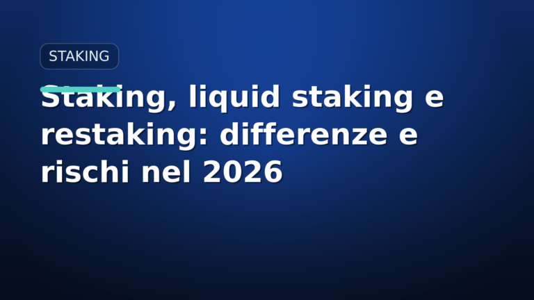 Staking, liquid staking e restaking: differenze e rischi nel 2026