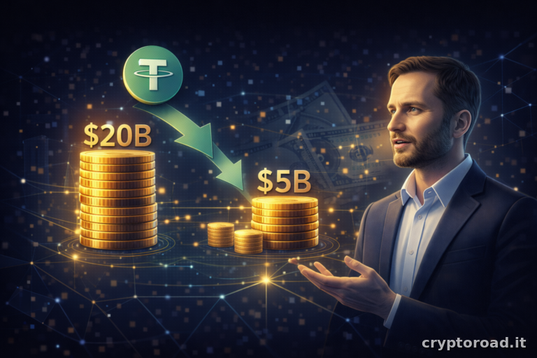 Tether ridimensiona il fundraising da $20 miliardi a $5: Ardoino parla di «misconception»