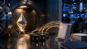 Fidelity Ethereum Fund staking ETH: visual editoriale su custodia istituzionale e validatori Ethereum