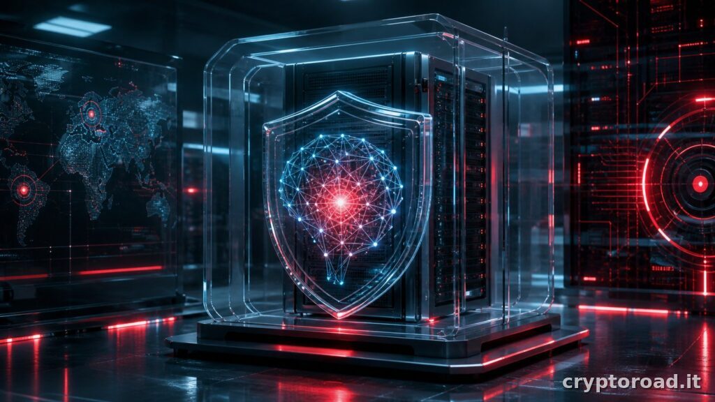 Server protetto e rete neurale per la sicurezza IA