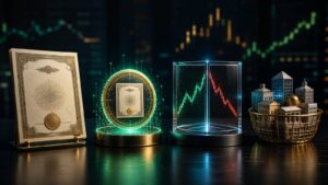 Azione, token, CFD ed ETF: confronto visivo tra proprietà, replica, custodia e rischio di controparte