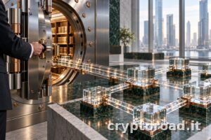 JPM Coin su Ethereum: perché JPMD non è una stablecoin retail: illustrazione editoriale concettuale
