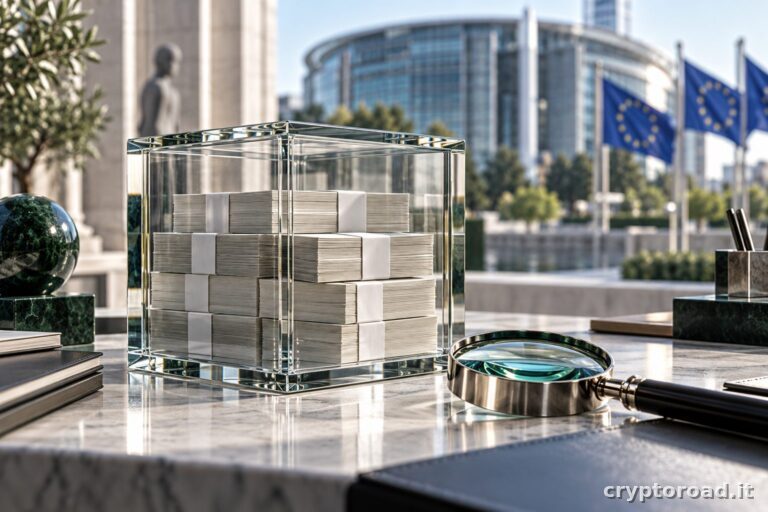 USDC sotto vigilanza EBA: cosa cambia dal 12 novembre: illustrazione editoriale concettuale
