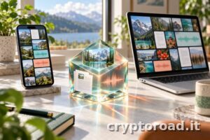 EmbeddingGemma 2: illustrazione concettuale della ricerca locale tra foto, documenti e audio