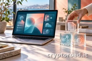 Gemini Customize: illustrazione concettuale di moduli per skill, connessioni e preferenze accanto a un portatile